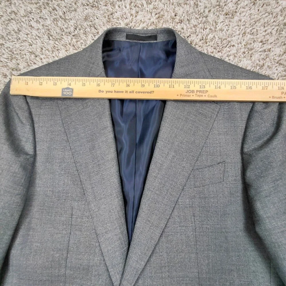 Spier & Mackay Blazer Men 40 Grey Two Button Guabello Super 130s Wool Sport Coat
